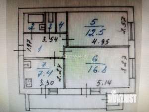2-к квартира, вторичка, 53м2, 9/12 этаж