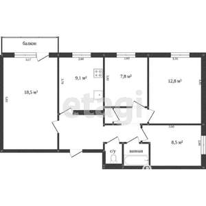 4-к квартира, вторичка, 70м2, 4/9 этаж