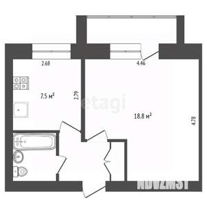 1-к квартира, вторичка, 34м2, 3/5 этаж