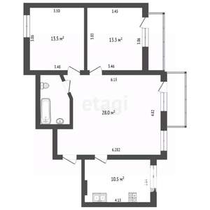 3-к квартира, вторичка, 74м2, 5/12 этаж