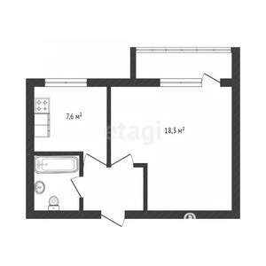 1-к квартира, вторичка, 29м2, 5/9 этаж