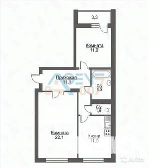 2-к квартира, вторичка, 62м2, 1/14 этаж