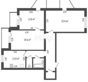 3-к квартира, вторичка, 93м2, 5/14 этаж