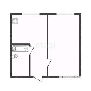1-к квартира, вторичка, 30м2, 1/2 этаж