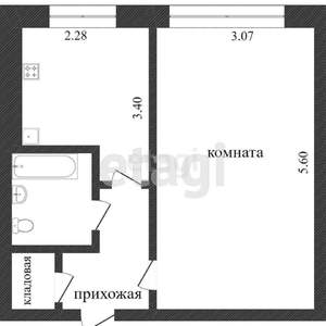 1-к квартира, вторичка, 33м2, 2/2 этаж