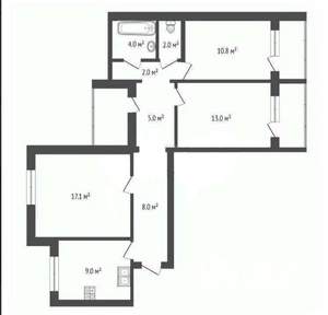 3-к квартира, вторичка, 71м2, 2/9 этаж