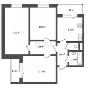 3-к квартира, вторичка, 63м2, 7/10 этаж