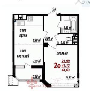 1-к квартира, вторичка, 45м2, 9/17 этаж