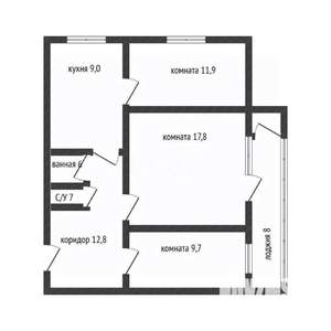 3-к квартира, вторичка, 65м2, 8/12 этаж