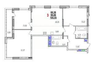 3-к квартира, вторичка, 106м2, 12/18 этаж
