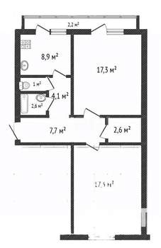 2-к квартира, вторичка, 64м2, 1/10 этаж
