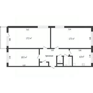 3-к квартира, вторичка, 60м2, 2/9 этаж