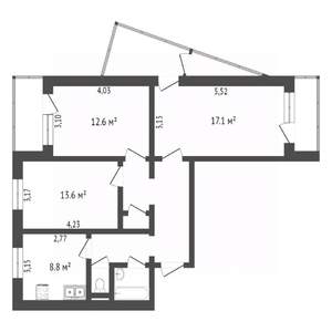 3-к квартира, вторичка, 63м2, 3/10 этаж