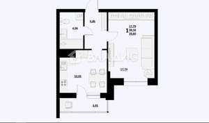 1-к квартира, строящийся дом, 40м2, 1/9 этаж