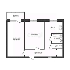 2-к квартира, вторичка, 50м2, 5/8 этаж