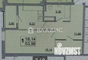 1-к квартира, вторичка, 54м2, 12/18 этаж