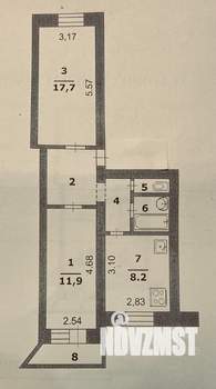 2-к квартира, вторичка, 52м2, 3/7 этаж