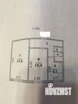 2-к квартира, вторичка, 45м2, 1/5 этаж