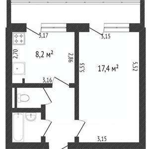 1-к квартира, вторичка, 34м2, 2/10 этаж