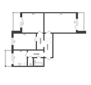 3-к квартира, вторичка, 71м2, 4/10 этаж