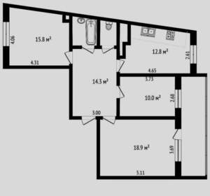 3-к квартира, вторичка, 77м2, 6/7 этаж