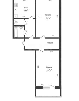 2-к квартира, вторичка, 54м2, 6/10 этаж