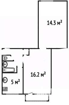 2-к квартира, вторичка, 45м2, 5/5 этаж