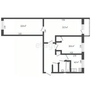 3-к квартира, вторичка, 59м2, 5/5 этаж