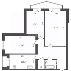 3-к квартира, вторичка, 84м2, 10/12 этаж