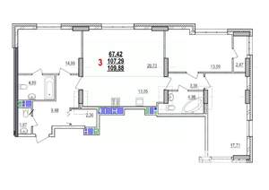 3-к квартира, строящийся дом, 110м2, 2/18 этаж