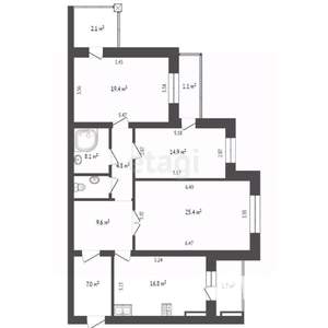 3-к квартира, вторичка, 106м2, 2/4 этаж