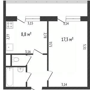 1-к квартира, вторичка, 35м2, 8/10 этаж