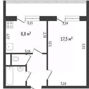 1-к квартира, вторичка, 34м2, 1/10 этаж