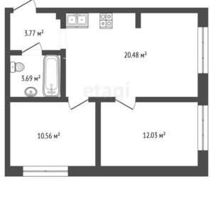 3-к квартира, вторичка, 52м2, 5/8 этаж