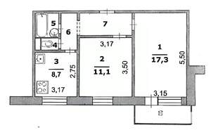 2-к квартира, вторичка, 51м2, 5/9 этаж
