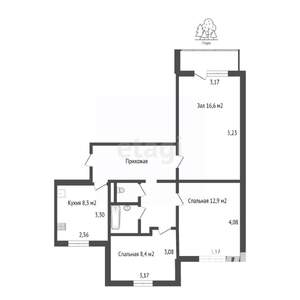 3-к квартира, вторичка, 62м2, 9/9 этаж