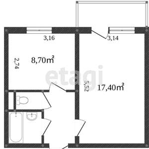 1-к квартира, вторичка, 34м2, 6/10 этаж