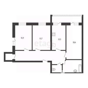 3-к квартира, вторичка, 80м2, 3/12 этаж