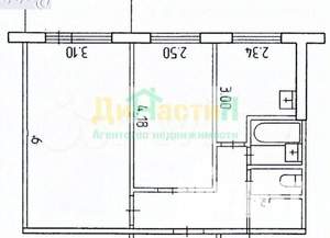2-к квартира, вторичка, 44м2, 4/4 этаж