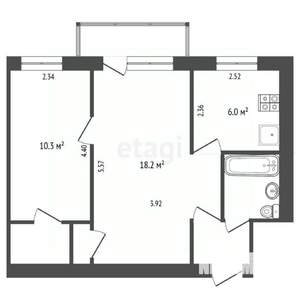 2-к квартира, вторичка, 42м2, 4/4 этаж