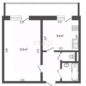 1-к квартира, вторичка, 34м2, 2/10 этаж
