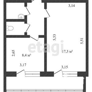 1-к квартира, вторичка, 31м2, 6/9 этаж