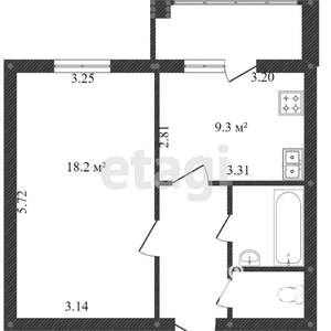 1-к квартира, вторичка, 34м2, 3/12 этаж