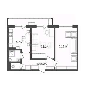 2-к квартира, вторичка, 44м2, 8/9 этаж