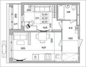 2-к квартира, вторичка, 45м2, 16/16 этаж