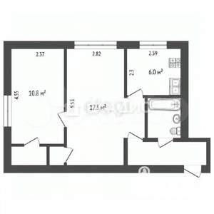 2-к квартира, вторичка, 44м2, 1/3 этаж