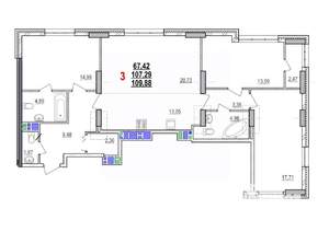 3-к квартира, вторичка, 110м2, 4/18 этаж