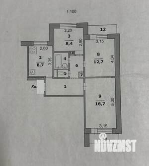 3-к квартира, вторичка, 61м2, 7/9 этаж