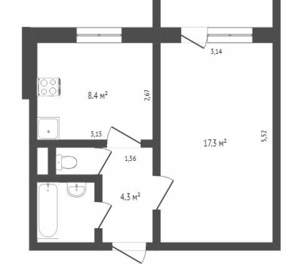 1-к квартира, вторичка, 31м2, 8/9 этаж
