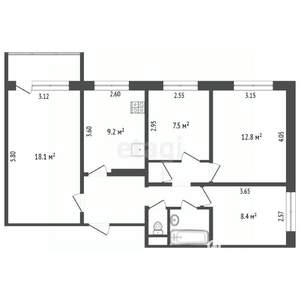 4-к квартира, вторичка, 67м2, 3/9 этаж